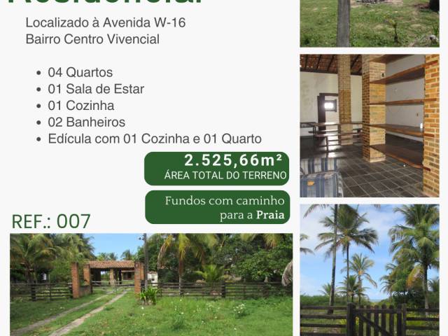 #007 - Casa para Venda em Nova Viçosa - BA