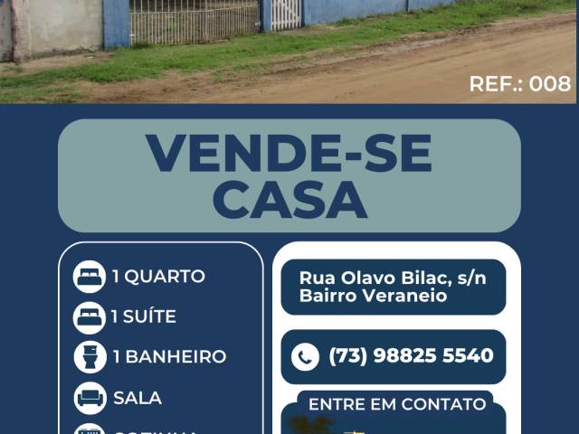 #008 - Casa para Venda em Nova Viçosa - BA