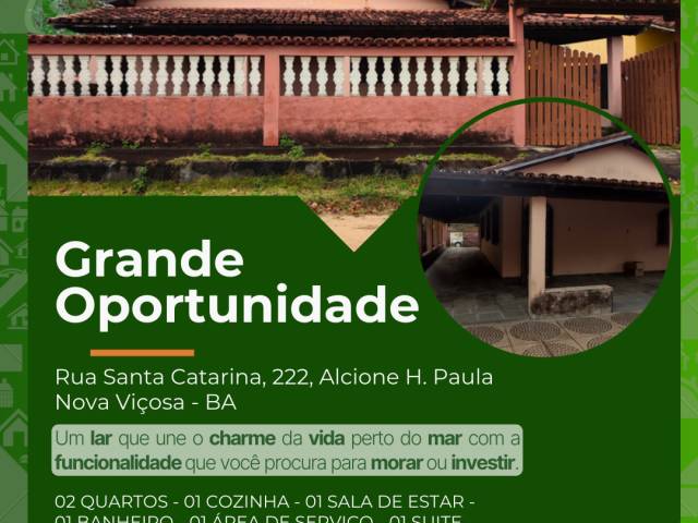 #016 - Casa para Venda em Nova Viçosa - BA